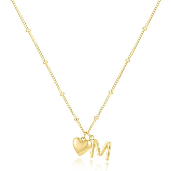 Stylish Gold Heart Initial Necklace - Perfect for Any Occasion, 16.5-Inch - Picture 8 of 8
